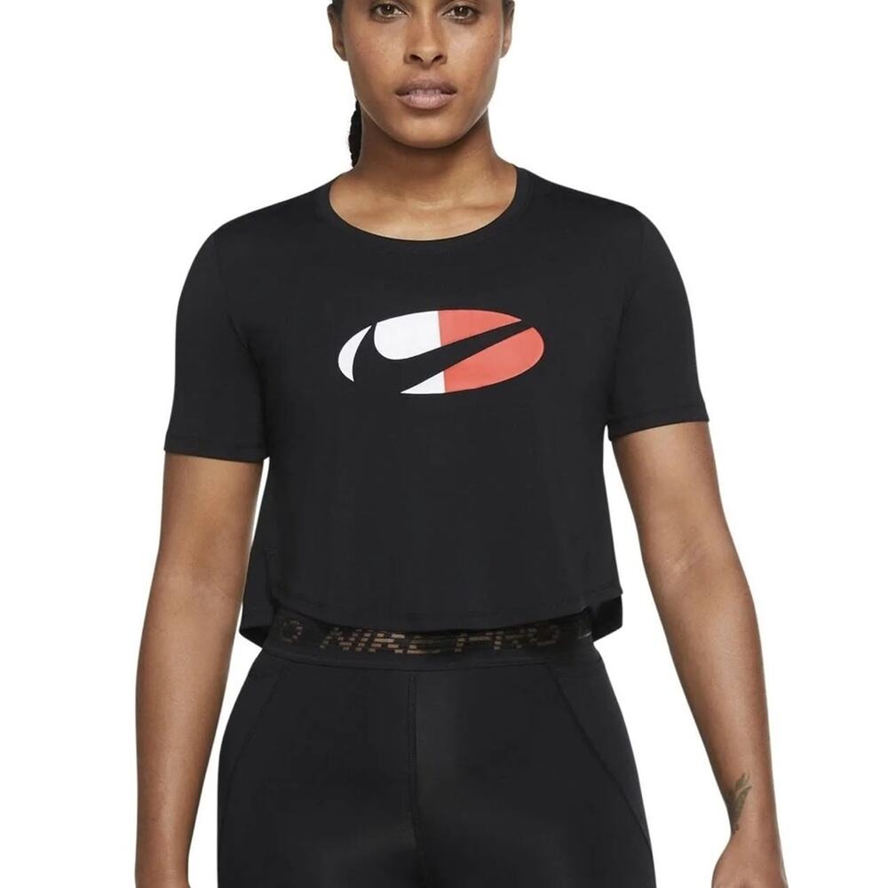 Nike‎ Women's Dri-Fit Lightweight Cropped Athletic Tshirt Black Size Medium NWT